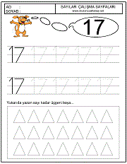 okul öncesi 17 sayısı çizgi çalışması